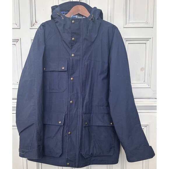 Lands’ End Mens Large (42-44) Bayfield Cotton Parka Barn Jacket Navy Blue 486014 - Picture 3 of 16